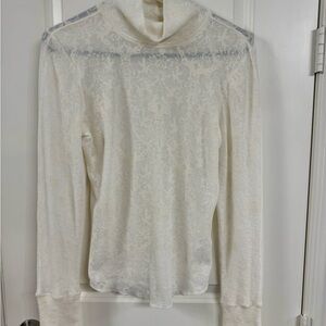 Free People Cream Textured Knit Top